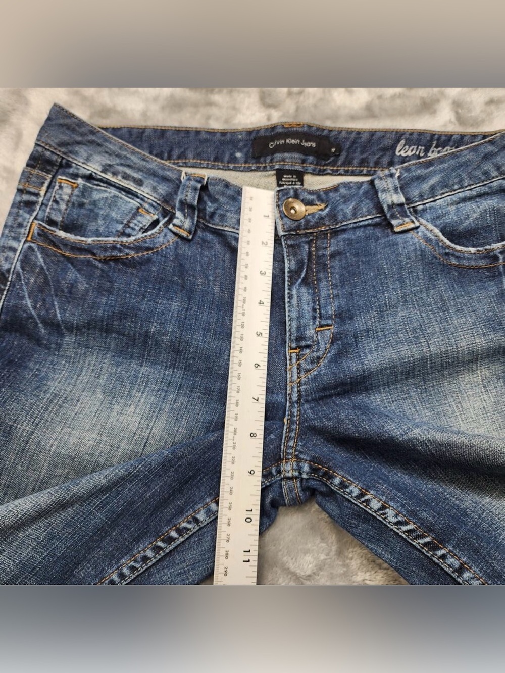 Vintage Calvin Klein Jeans Women Blue Mid Rise Lean Bootcut Western Distressed